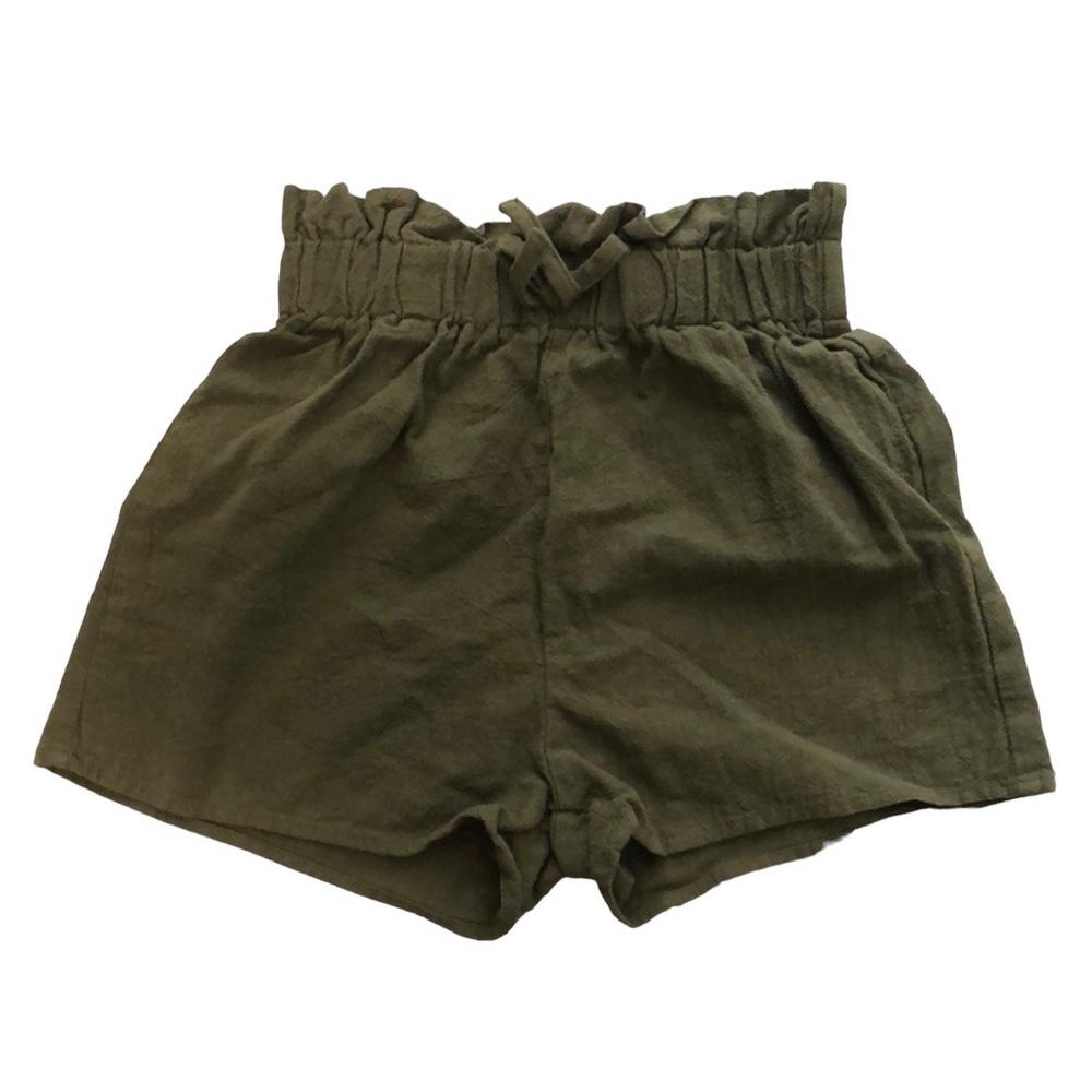 Girls Olive Paperbag Shorts - Size 6